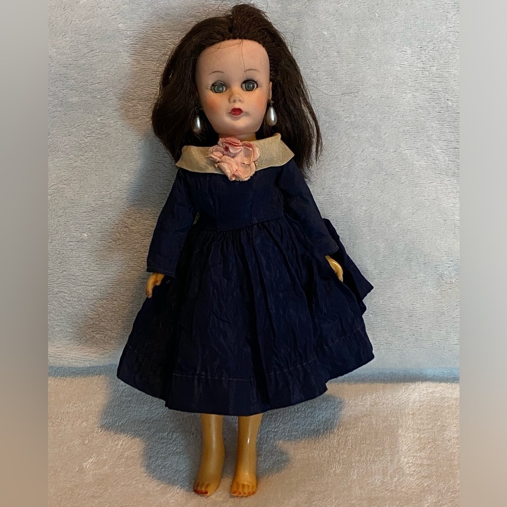 VTG 50’s Fashion Doll Rooted Hair Sleepy Eyes Painted Red Nails and lips READ